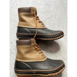 Mountain Creek Men's Size 10 Tan Black Lined Duck Boots Winter Snow Waterproof